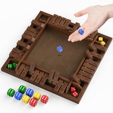 PRIMBARBER Shut The Box Game Wooden 1 2 3 4 Players Shut The Box Board Games with 8 Dice Math Addition and Pub Close The Box Game Wodden for Kids