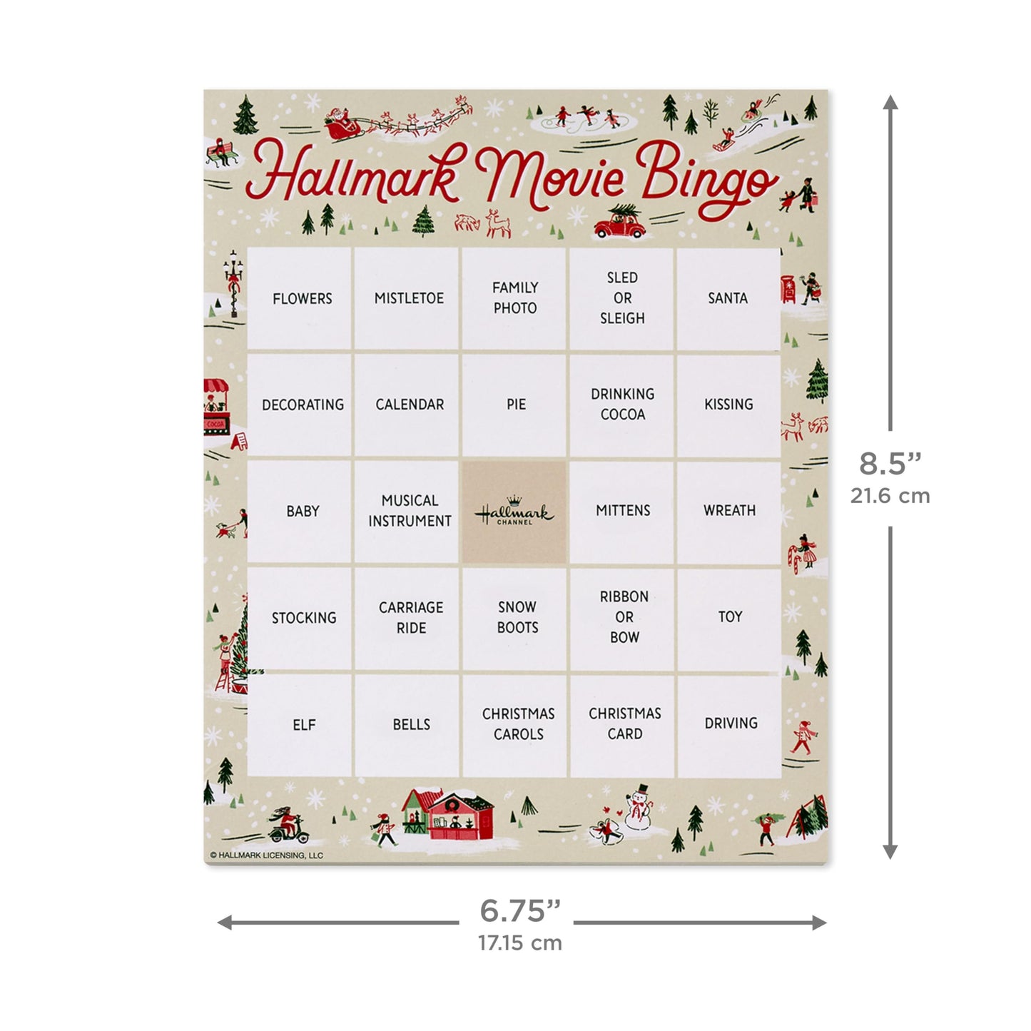 Hallmark Channel Christmas Movie Bingo Game Pad (6 Designs, 102 Sheets) Gift for Fans