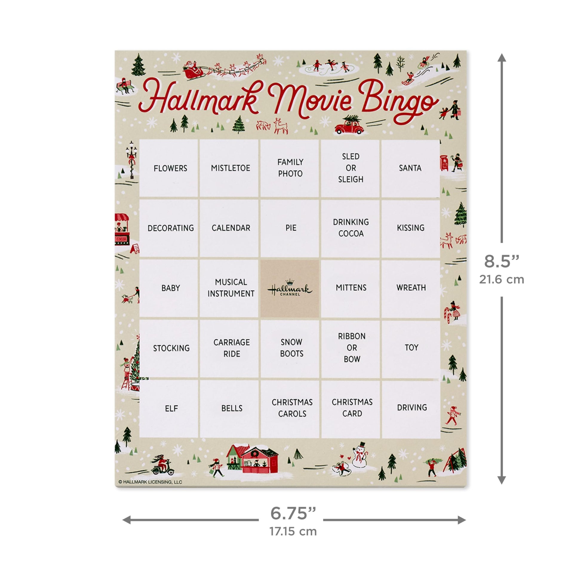 Hallmark Channel Christmas Movie Bingo Game Pad (6 Designs, 102 Sheets) Gift for Fans