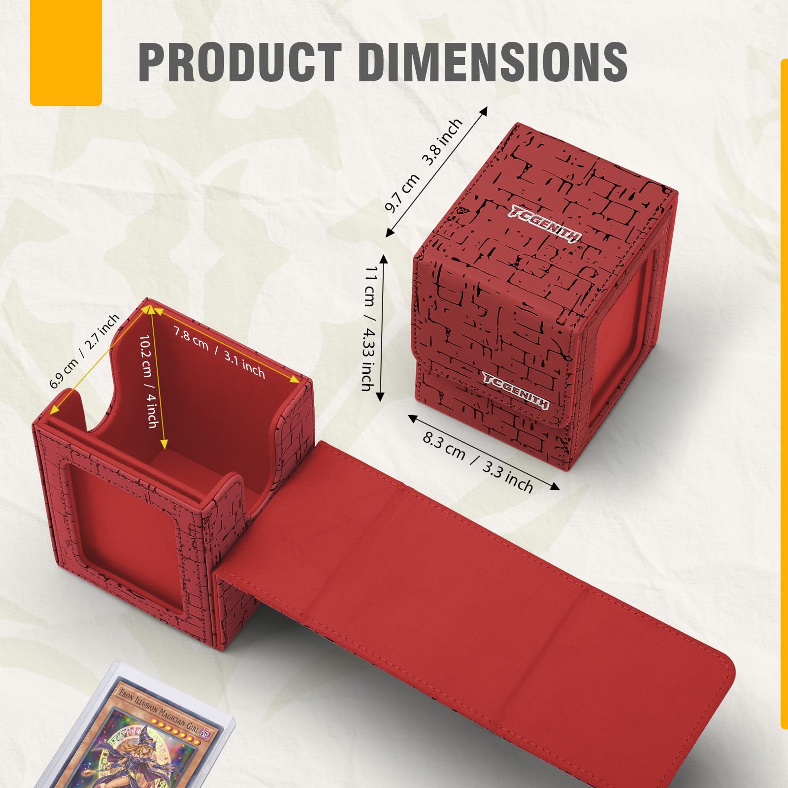 TCGENITH MTG Commander Deck Box with Display Window, Magnetic Closure Card Case Holds 100+ Double-Sleeved Cards, PU Leather TCG Storage Box Compatible