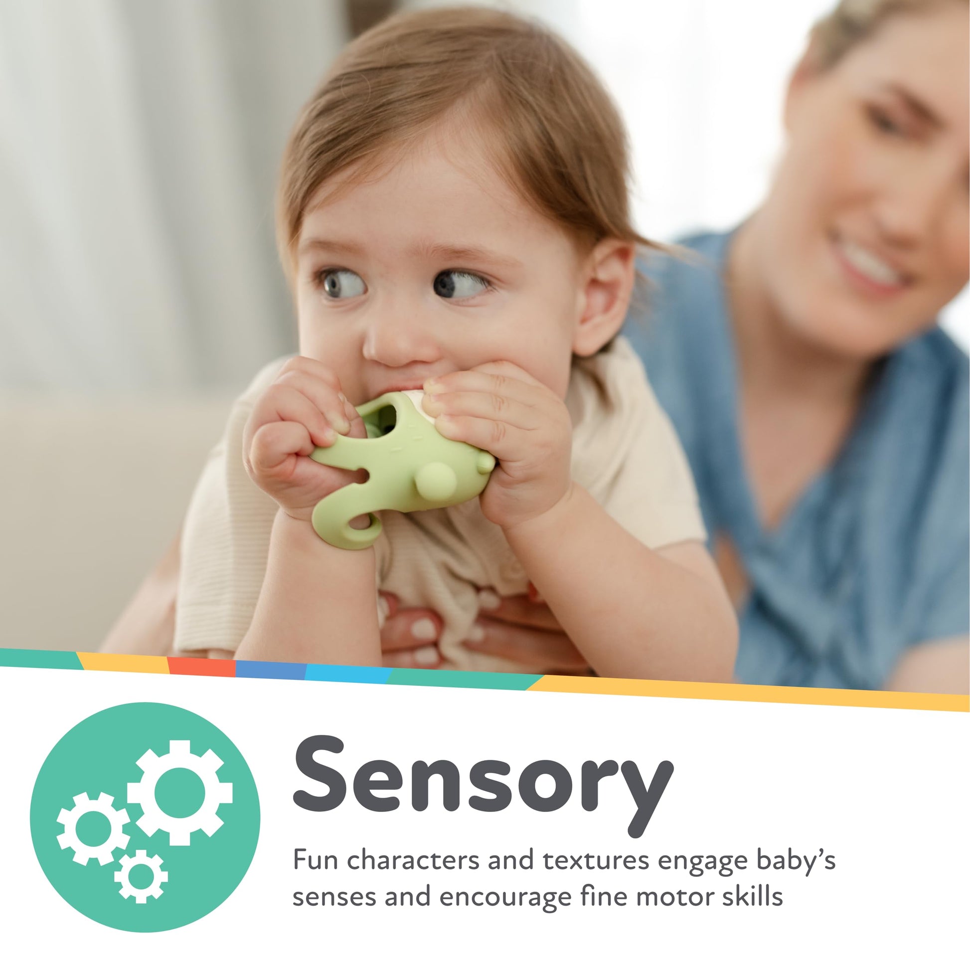 Nuby Silicone Wrist Teething Mitten - Baby Teether Ring - 3+ Months - Brown Bear