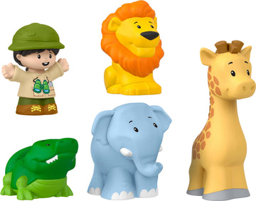 Fisher-Price Little People Go Wild Figure Pack - Safari Adventure 5-Piece Set with Lion, Elephant, Giraffe & Alligator | Jungle Animal Playset