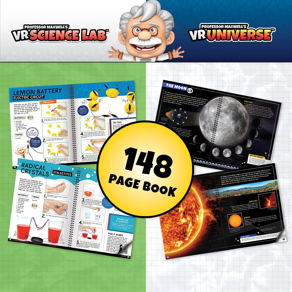 Professor Maxwell's VR Science Lab and VR Universe - Virtual Reality Kids Space Science Book and Interactive STEM Learning Activity Set (2 in 1 Combo