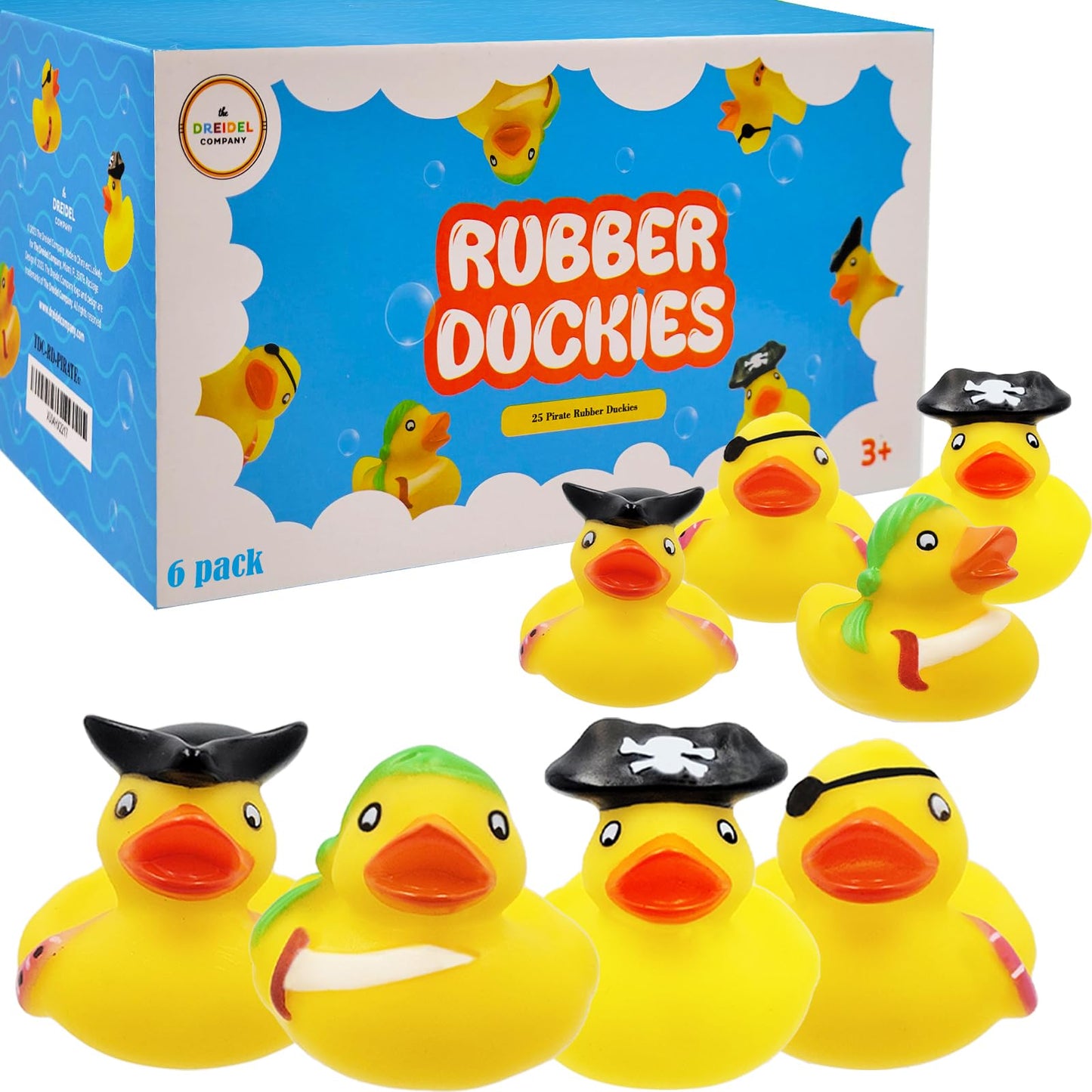 St. Patrick's Pirate Rubber Duck Toy 6-Pack Duckies for Kids, Bath Birthday Projects Gifts Baby Showers Classroom Summer Beach and Pool Activity Party