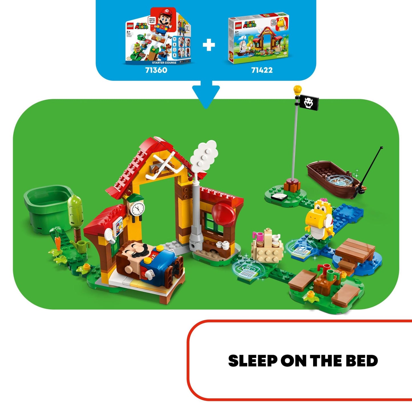LEGO Super Mario Picnic at Mario’s House Expansion Set 71422, Collectible Playset with Yellow Yoshi Figure, Buildable Game Toy to Expand on Starter