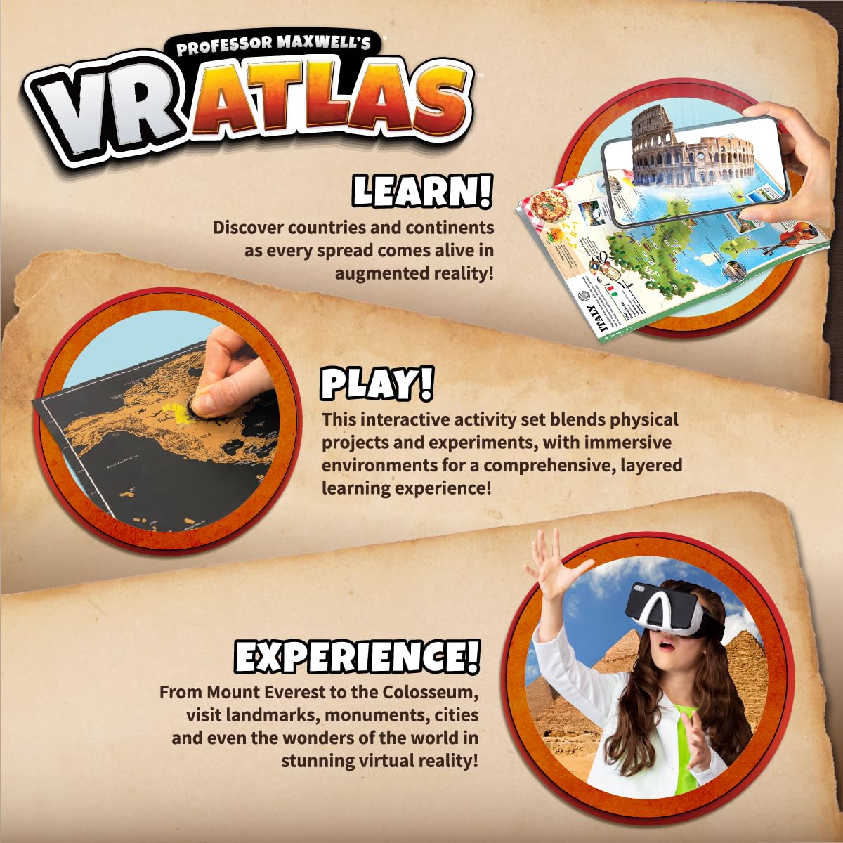 Abacus Brands Professor Maxwell's VR Atlas - Science Kit for Kids 8-12