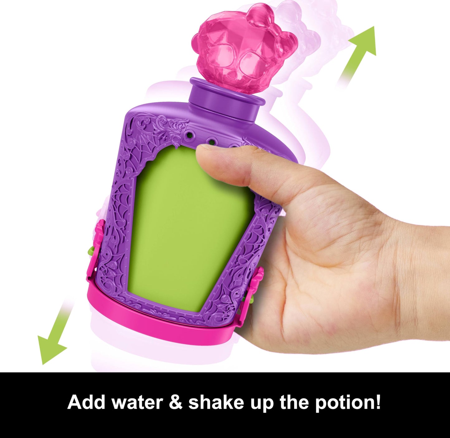 Monster High Potions Mini Dolls and Accessories, Surprise 3-inch Character Figures in Display Bottle with Water Reveal & Charms (Characters May Vary)