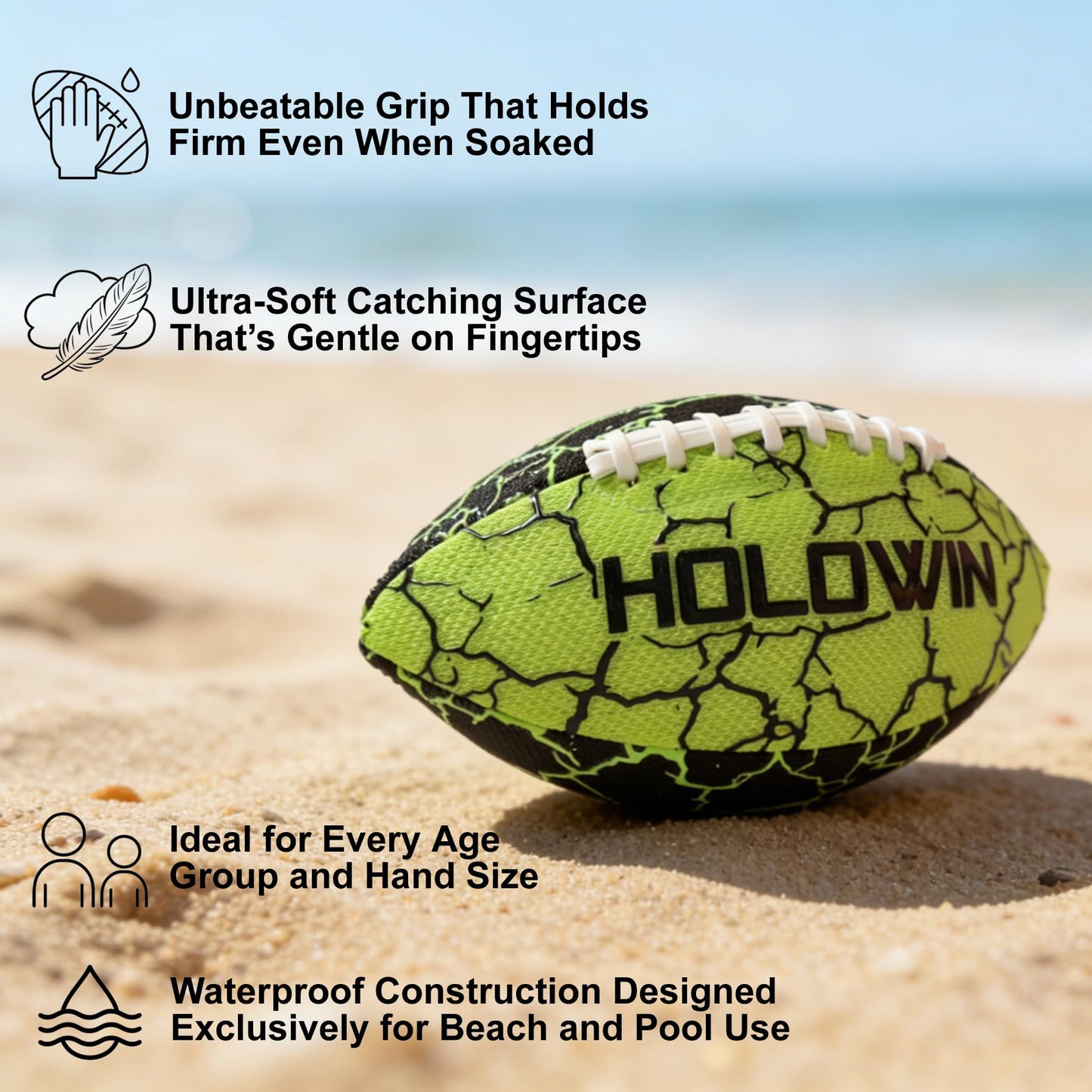 HW HOLOWIN Waterproof Footballs for Pool & Beach Outdoor for Kids & Adults