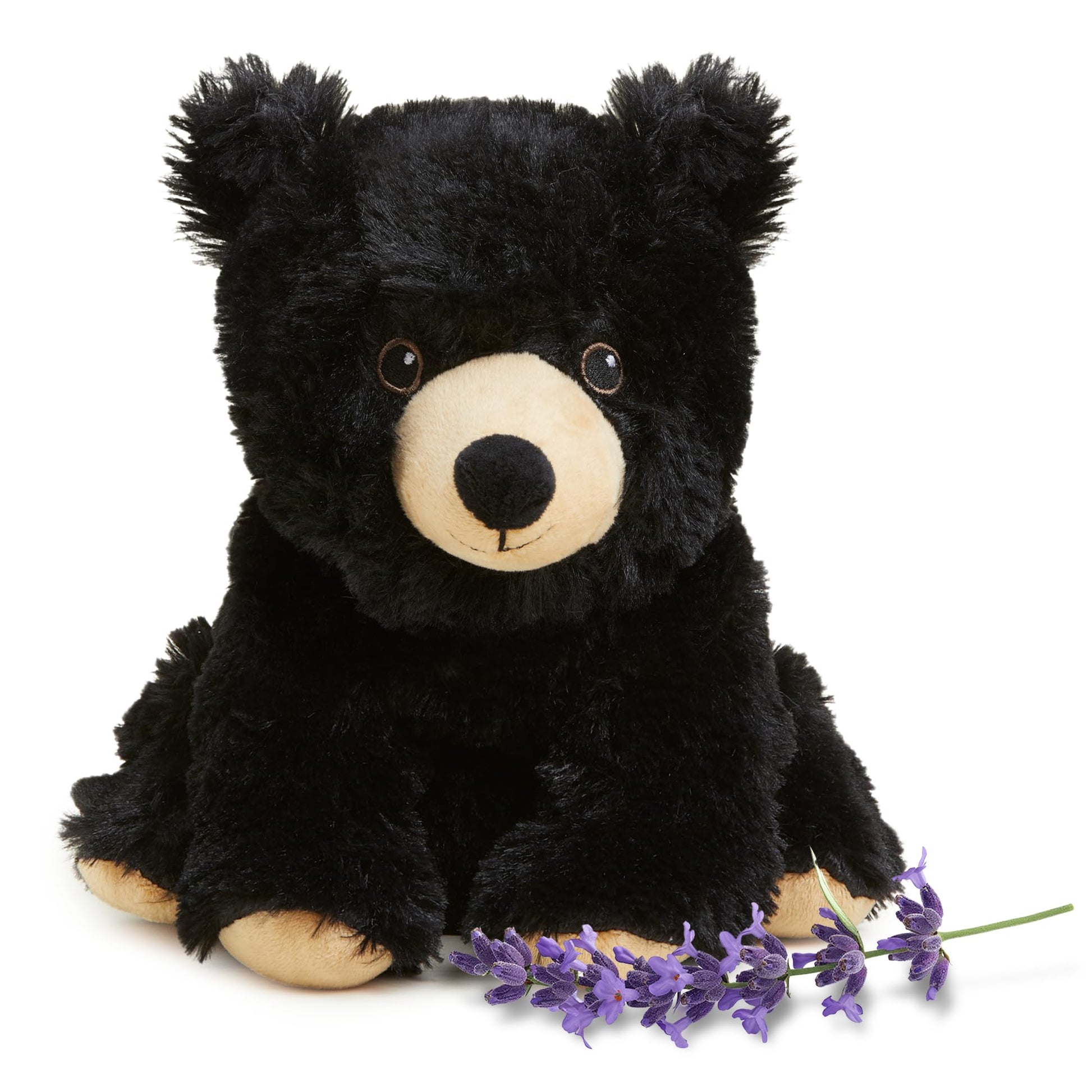 warmies Microwavable & Weighted Stuffed Animals, Black Bear - Microwavable Heat Therapy - Weighted Plushie Comfort - Stuffed Animal Heating Pad -