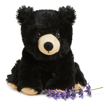 warmies Microwavable & Weighted Stuffed Animals, Black Bear - Microwavable Heat Therapy - Weighted Plushie Comfort - Stuffed Animal Heating Pad -