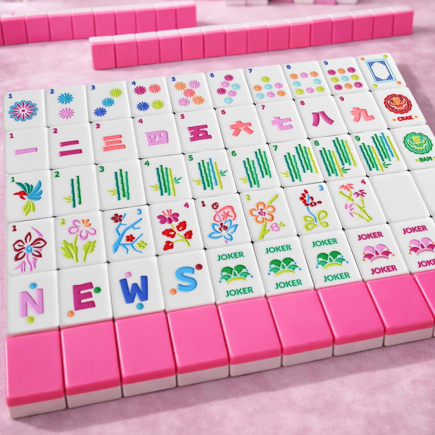 American Mahjong Set, 160 Pink Acrylic Tiles for Adults