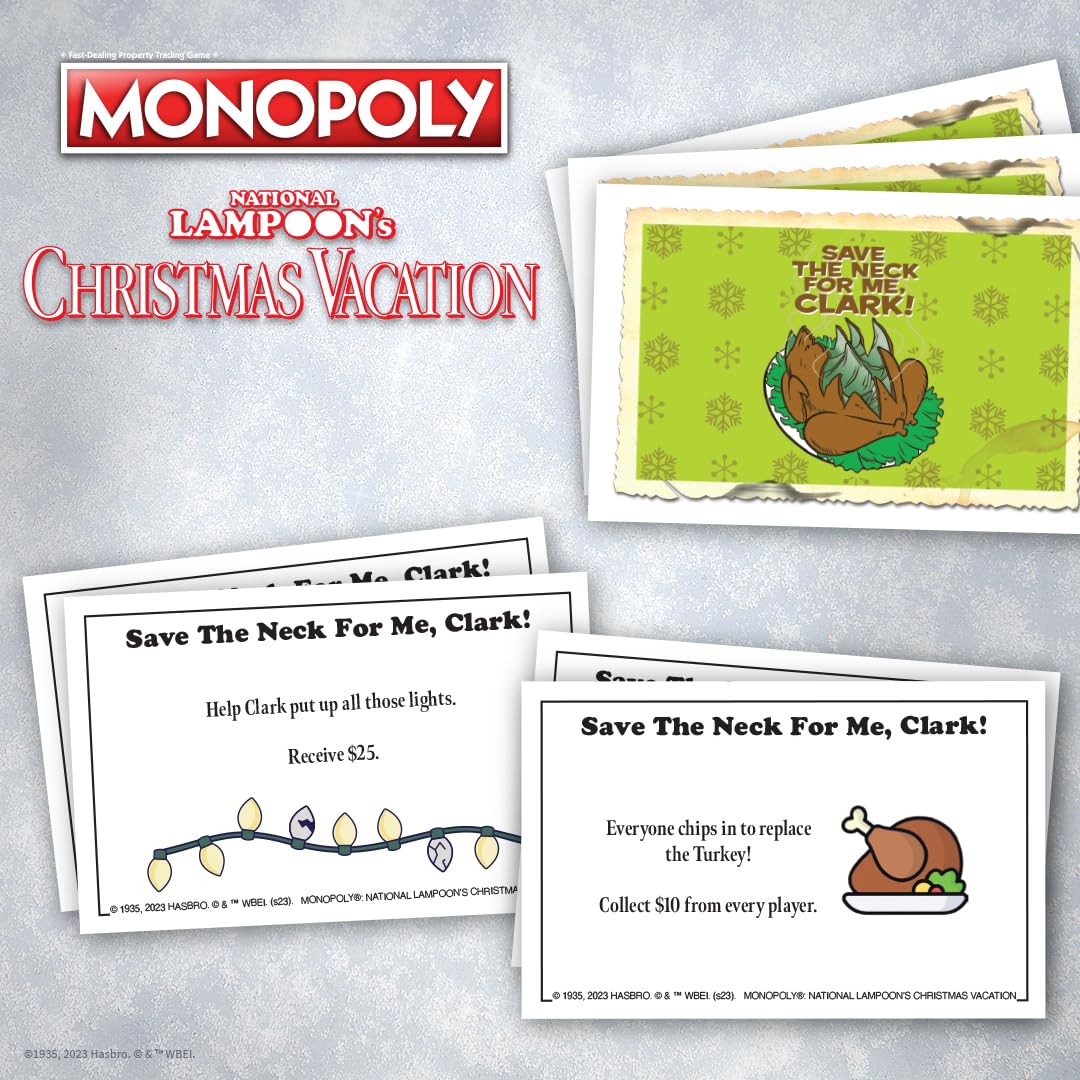 Monopoly National Lampoons Christmas Vacation, Featuring Themed Tokens Squirrel, Egg Nog Glass, Chainsaw & More, 2-6 Players, Ages 15+, Play Time 60+