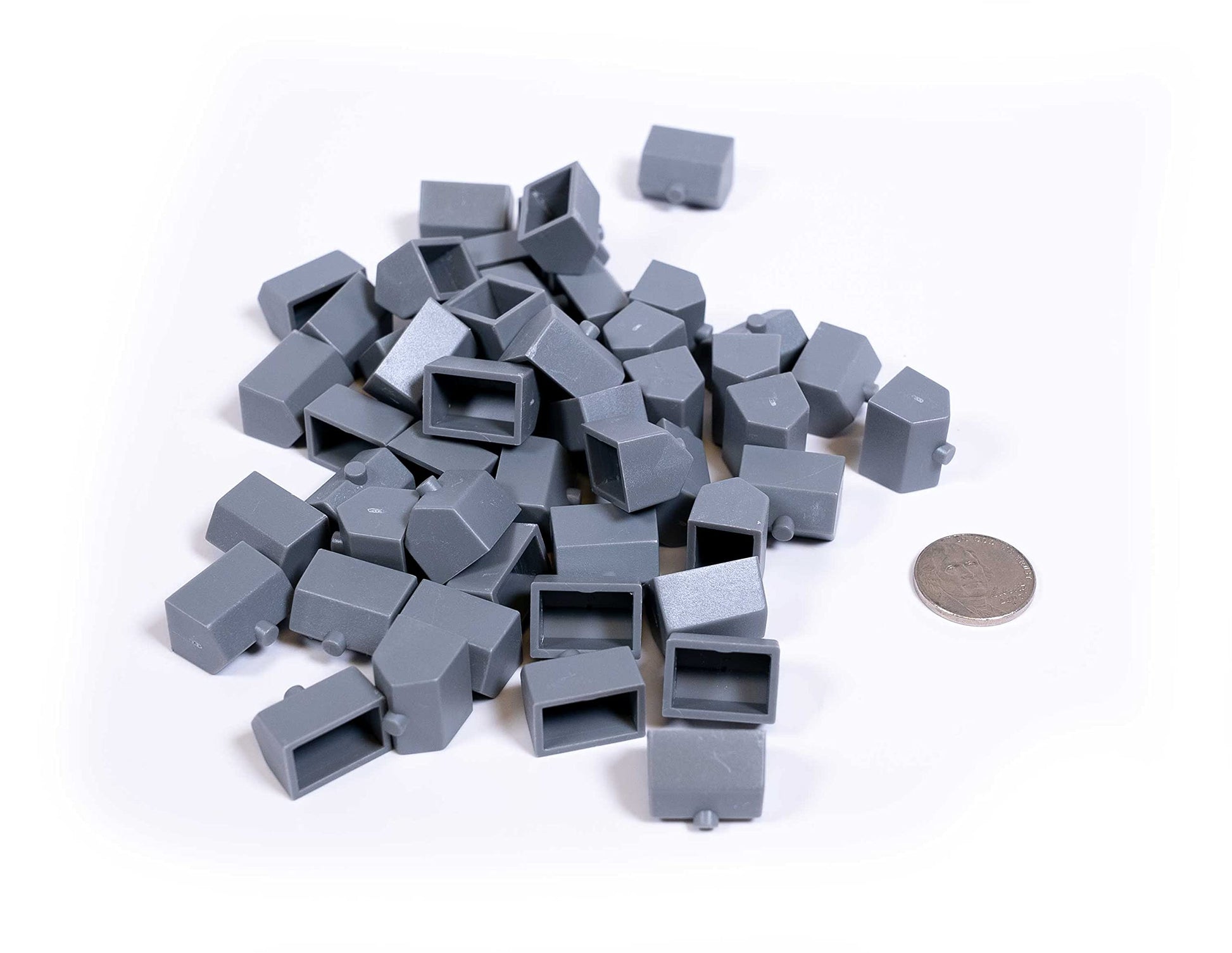 Plastic Hotels: Grey Color Board Game Replacement Hotel | 50 Pieces