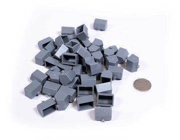 Plastic Hotels: Grey Color Board Game Replacement Hotel | 50 Pieces