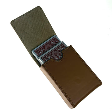 Hickoryville Pinochle Card Game Set with Score Pad, Playing Cards & Leather Case | Complete Pinochle Kit with 48-Card Deck, 100-Sheet Score Sheets