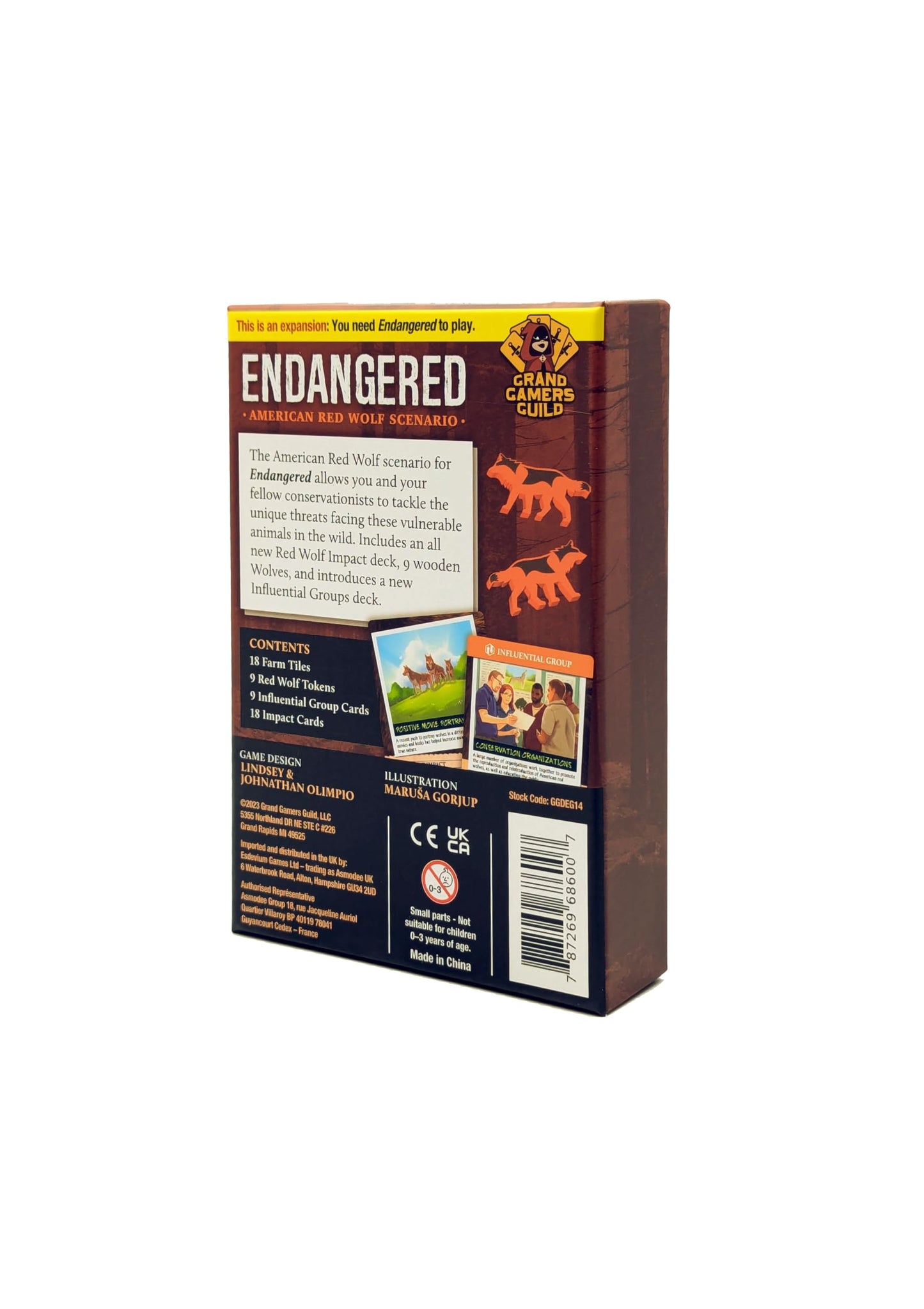 Endangered American Red Wolf Scenario by Grand Gamers Guild - Cooperative Conservation Board Game - Ages 14+, 1 to 5 Players & 60 to 90 Min Playtime