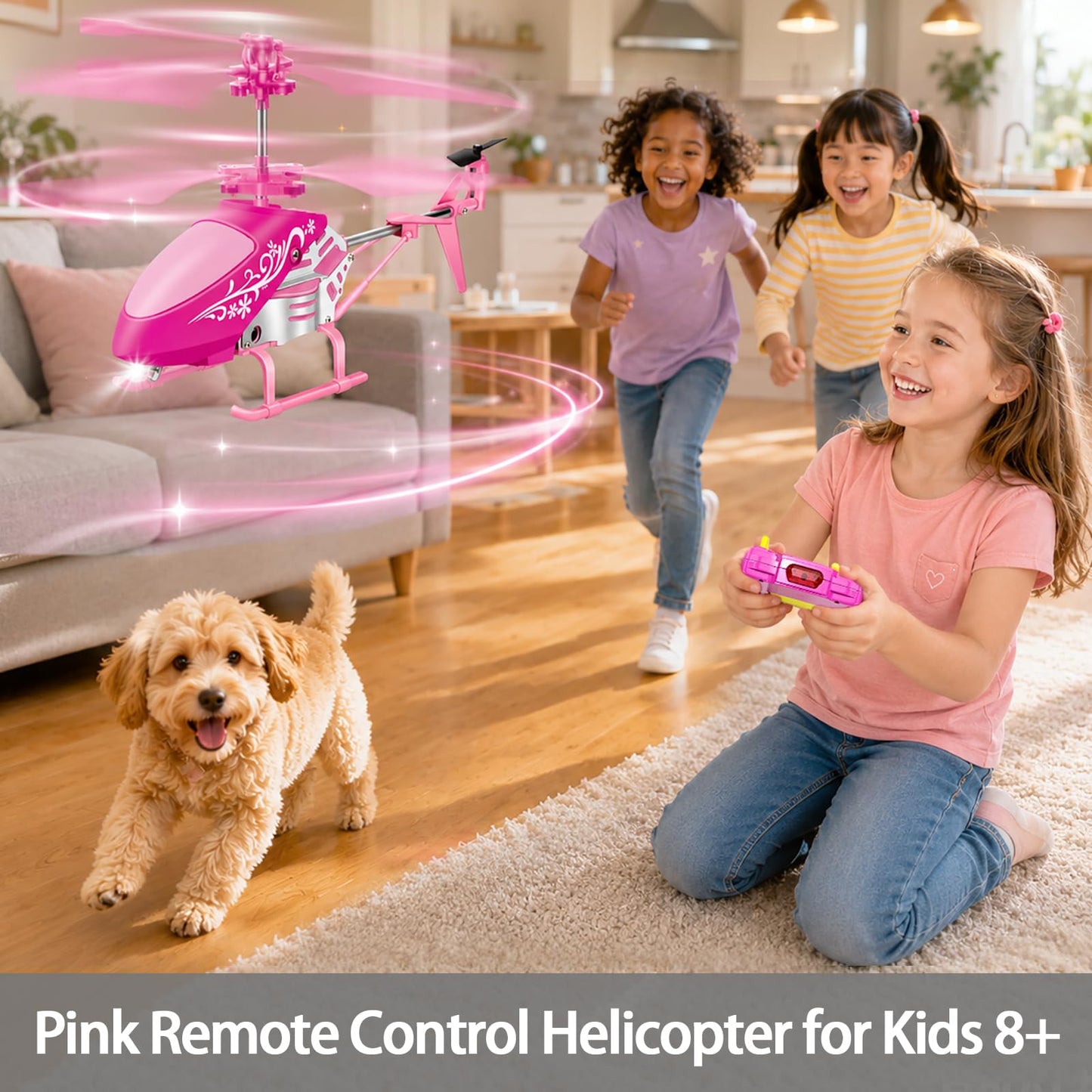 QUANA Rc Helicopter, Pink Remote Control Helicopter for Kids Girls Ages 8+