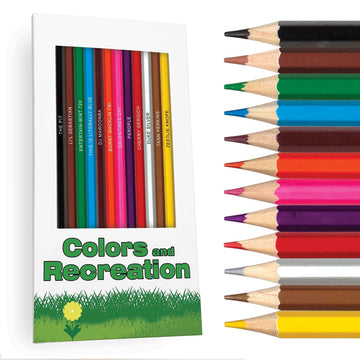 Pun Labs Colors & Recreation-Themed Colored Pencil Set for Fans of Parks & Rec | Set of 12 Parody Pencils with Clever Show References | Each Pencil