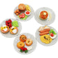 5 Pieces Burger, Egg Benedict,Omelet,Bagels and Pancake Dollhouse Miniatures Food Breakfast Miniatures Food Set On Ceramic Plate for Home Kitchen