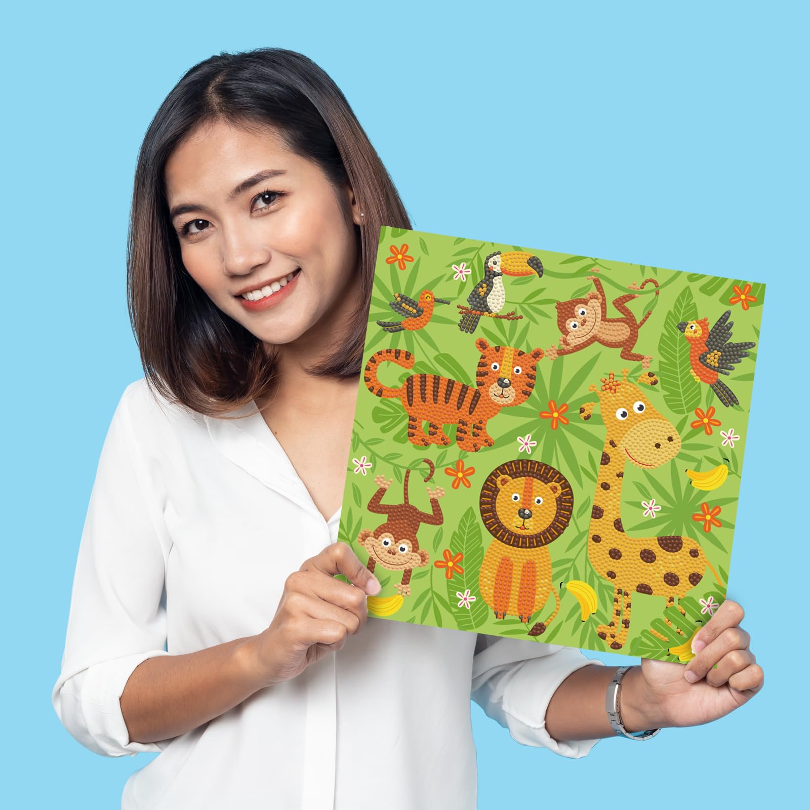 DIAMOND DOTZ DOTZ in The Jungle Dotz Box Animal Diamond Painting Kits for Adults - Diamond Art Kits a Relaxing Creative Craft Kit with Dotz Gems