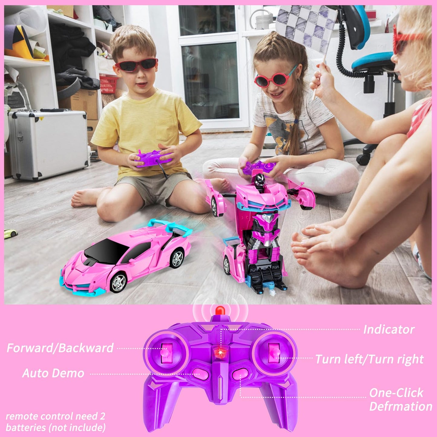 Remote Control Car, 2 in 1 Robot RC Cars Toys for 4 5 6 7 8 Year Old Girls