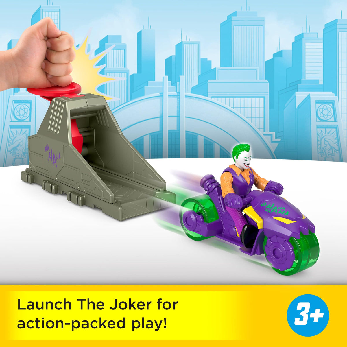 Joker DC Super Friends Imaginext Mattel Joker Launcher Toy - Villain Ready for Trick and Action-Packed Releases for Ages 3 and up.