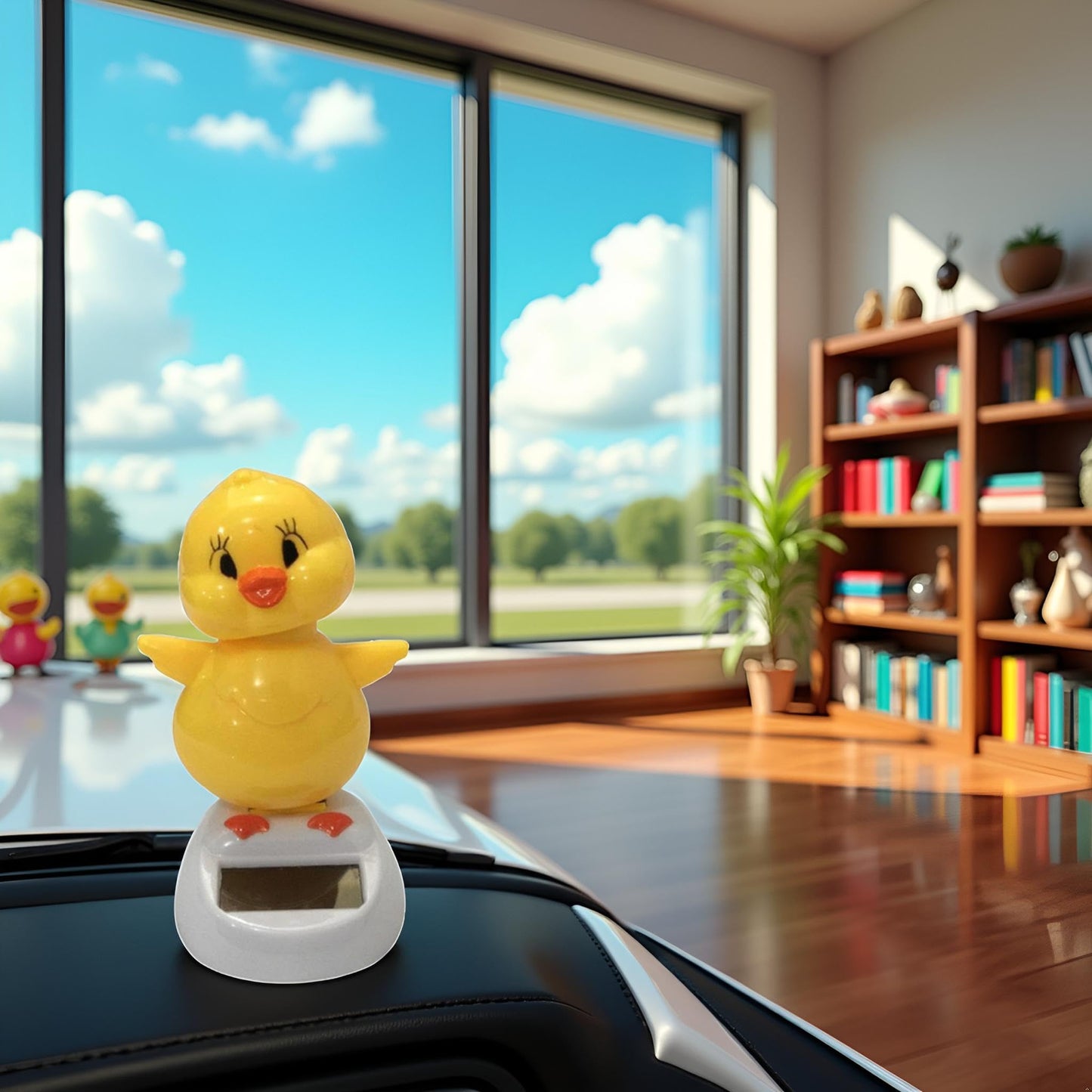 Solar Powered Dancing Chick, Solar Bobblehead Chicken, Solar-Powered Car Charm, Cartoon Bobble Head Chick Ornaments Figures for Car Dashboard