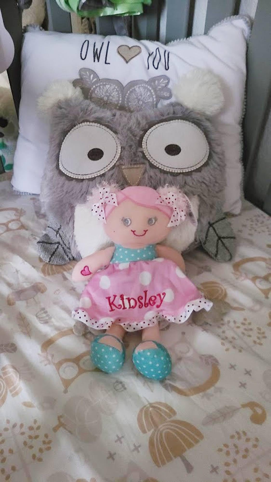 DIBSIES Personalized Hearts & Bows Snuggle Doll - 11 Inch