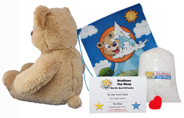 Stuffems Toy Shop Make Your Own Stuffed Animal 16" "Brown Patches Bear - No Sew - Kit with Cute Backpack!