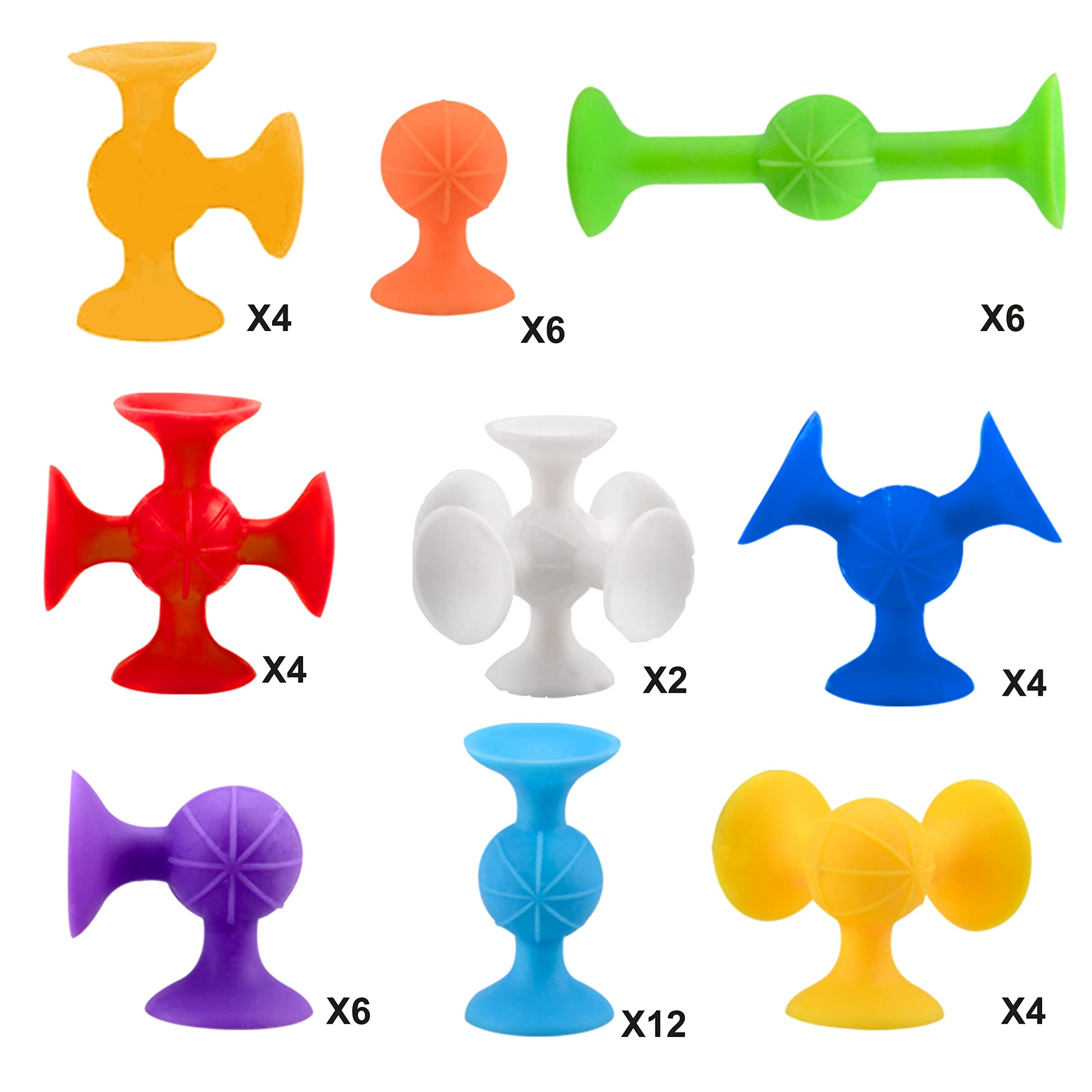 48 Piece Suction Cup Toys Construction Set - Silicone Building Blocks DIY Fun Bath Toys for Kids Ages3-6, travel essentials for toddlers 3-5, Darts
