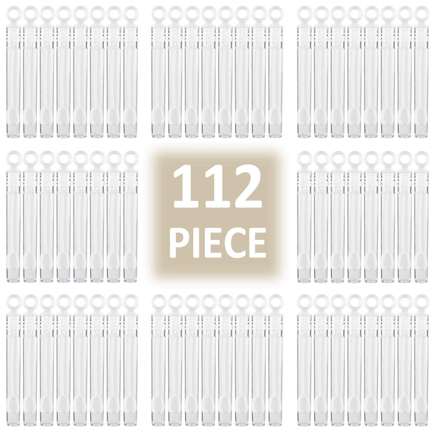 112 Pack Mini Wedding Bubble Wands, White Circle Party Favors for Guests