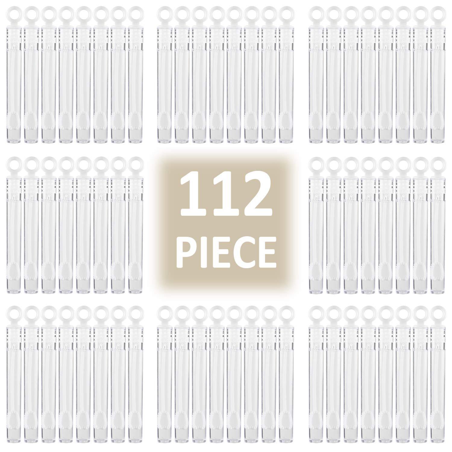 112 Pack Mini Wedding Bubble Wands, White Circle Party Favors for Guests