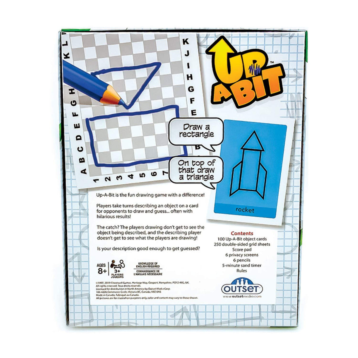 Outset Media Up a Bit Drawing Card Game - Describe an Object to Draw and Guess - Family Guessing Game Ages 8+ - Contains 100 Objects Cards, 250 Double
