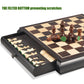VAMSLOVE Wooden Chess Checkers Game Set 15.5" Large Size Board w/Storage Drawers, Weighted Chess Pieces - 2 Extra Queens 3" King, Gift for Birthday