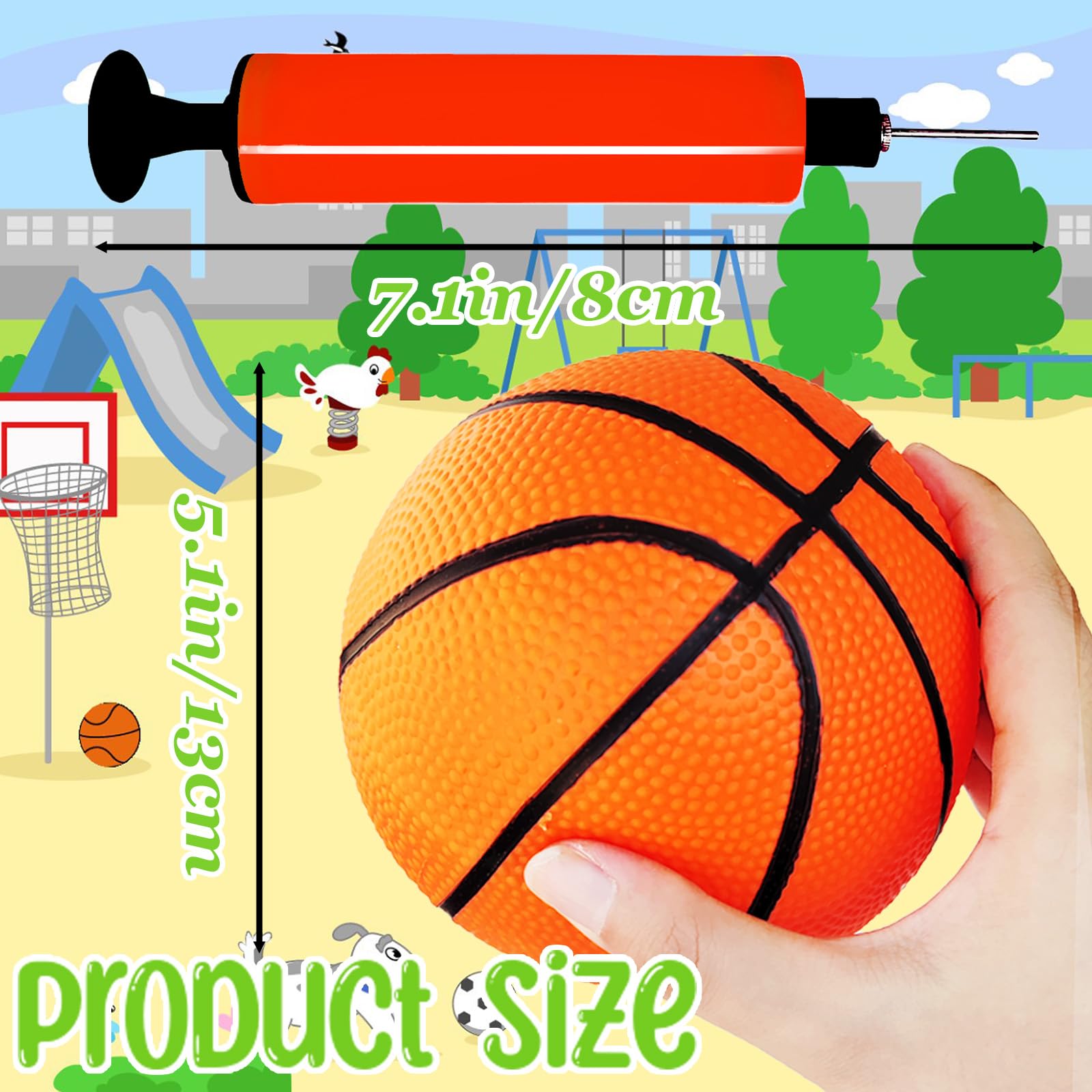 6Pcs 5Inch Mini Toy Basketballs,Colorful Rubber Inflatable Basketball with Pump for Toddlers Kids Pool,Basketball Hoop,Beach Sports Game,Party Favor