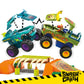MEGA Hot Wheels Monster Trucks Building Toy, Smash & Crash Mega-Wrex Boneyard Stunt Course with 332 Pieces, 2 Figures and 2 Ramps, Kids Age 5+ Years