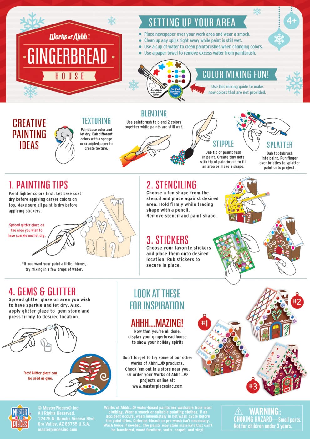 Works of Ahhh Holiday Craft Set - Gingerbread House Wood Paint Kit - Comes with Everything You Need