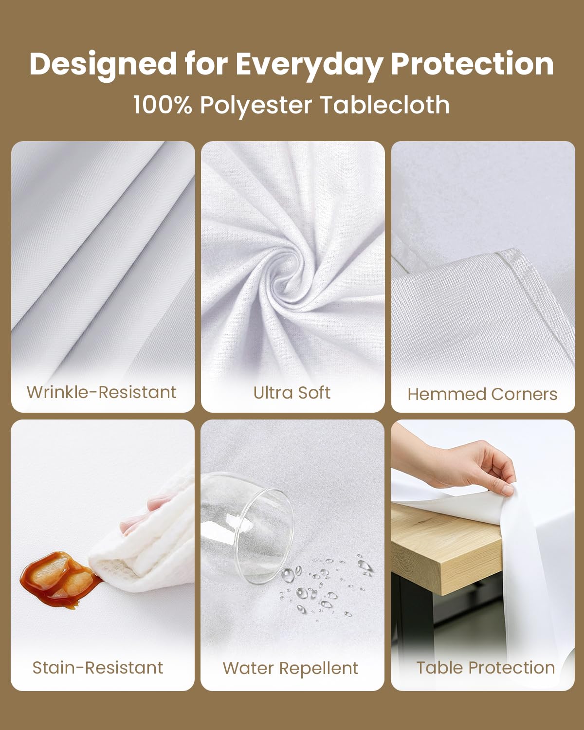 Utopia Kitchen Rectangle Table Cloth 1 Pack, Tablecloth Machine Washable, Polyester Table Cover for Dining, Buffet Parties, Picnics, Events, Weddings