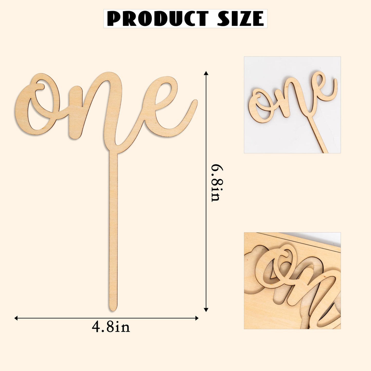 CANTLY First Birthday One Wooden Cake Topper