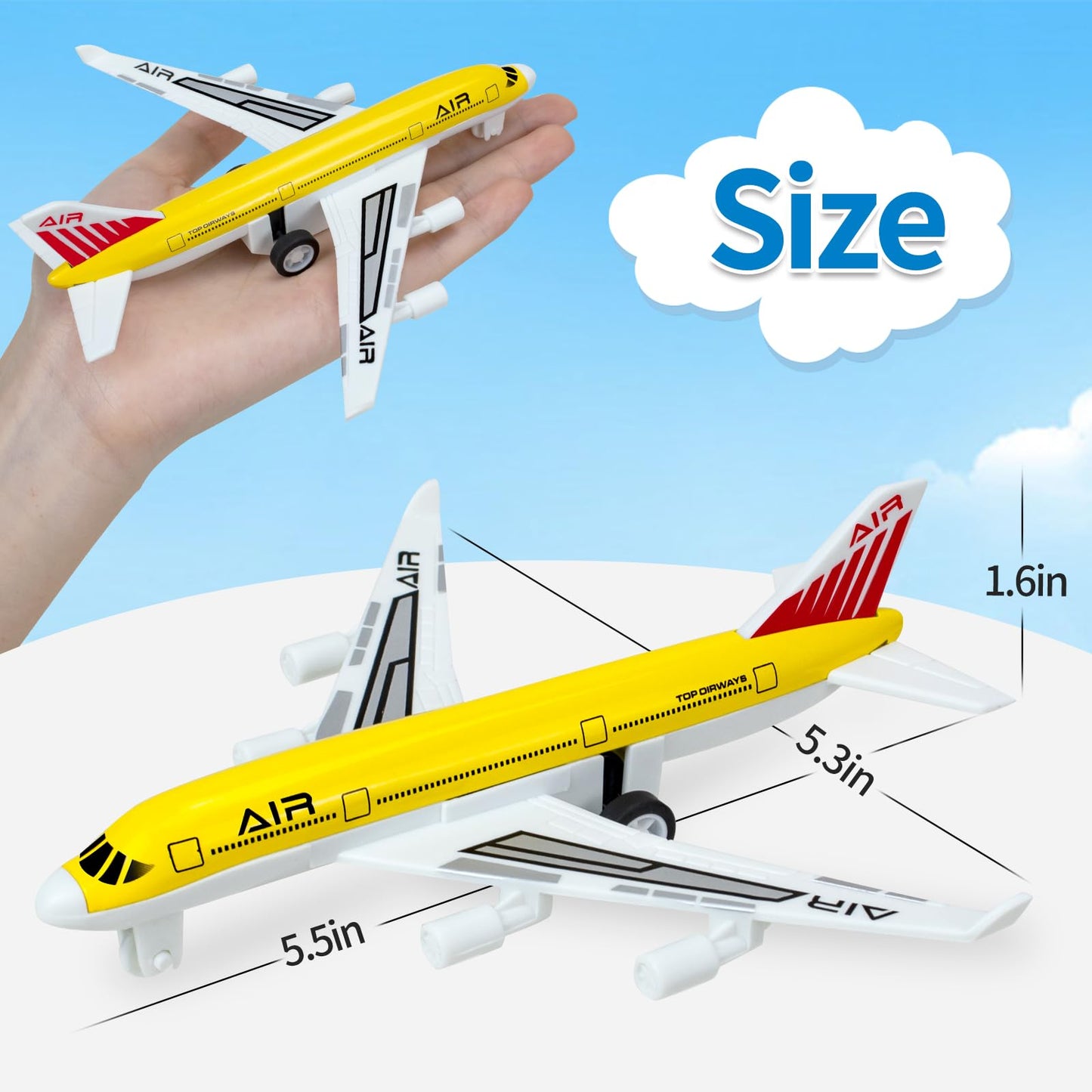 QUANA Airplane Toys 4 Pack, Toy Planes for Boys Age 3 4 5 6 7 8-12, Pull Back Alloy Planes Diecast Airplanes Model, Aeroplane Airlines Toy Plane