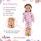 Emily Rose 14 Inch Doll Pink Cupcake Print Pajama Set Gift Boxed | USA Brand 2-Piece Sleeping Outfit with Teddy Bear Companion | Encourages Creative