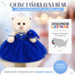 12" Quinceañera Bear Centerpiece Doll w/ Elegant Layered Tulle Dress, Adjustable Stand Included - Quinceanera Decorations Gift, Oso de Peluche para 15
