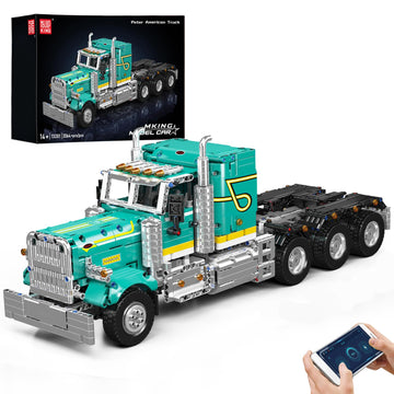 Mould King 13201 Semi Truck Building Set, Flatbed Truck Toy with 3 Motors, Collectible Car Model to Build and Display, Buildable Gifts for Adult (2064