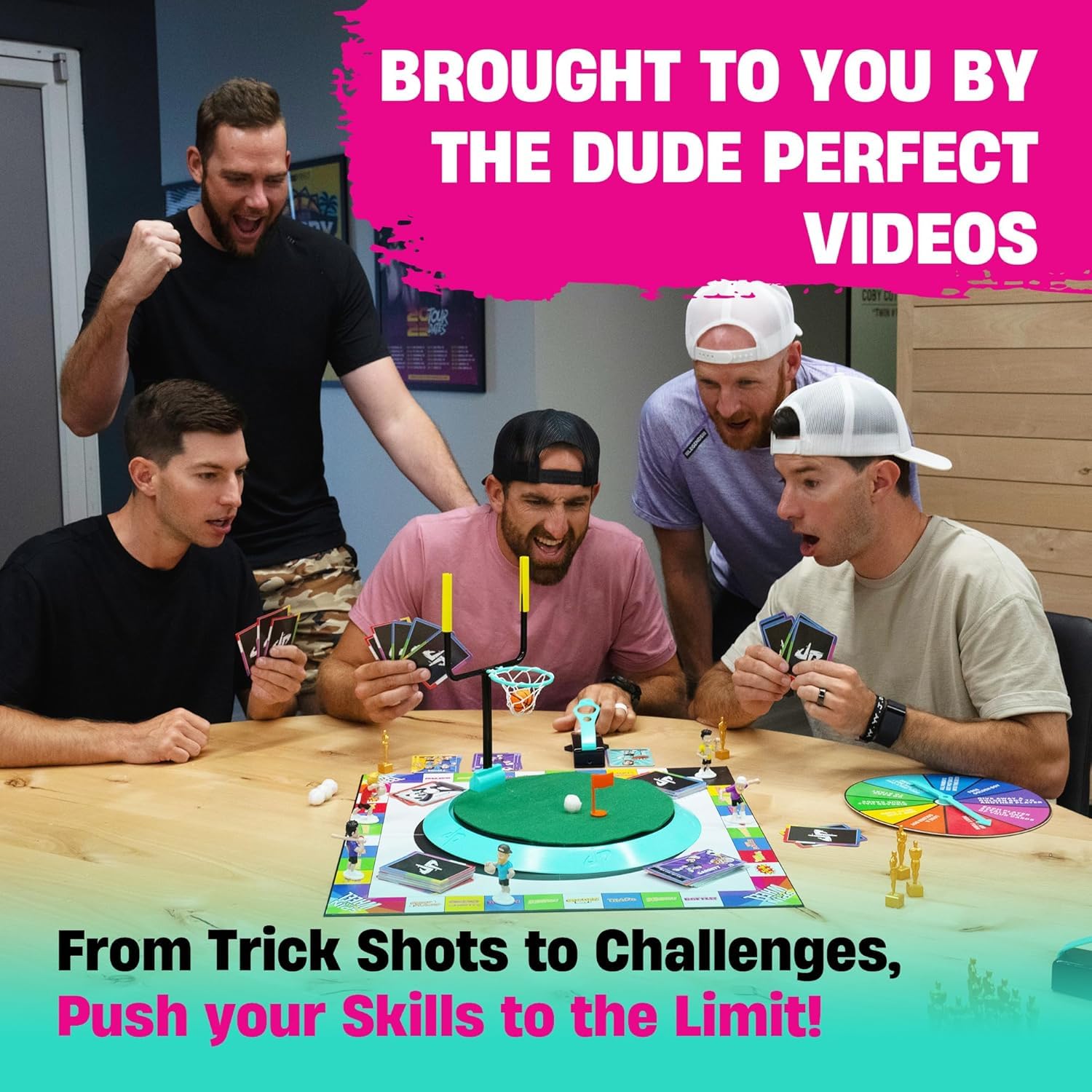 Dude Perfect Board Game with Soccer Add On; Action Packed Sports Challenges for Competitive Kids and Families | Perfect for Family Game Night; 2 to 5