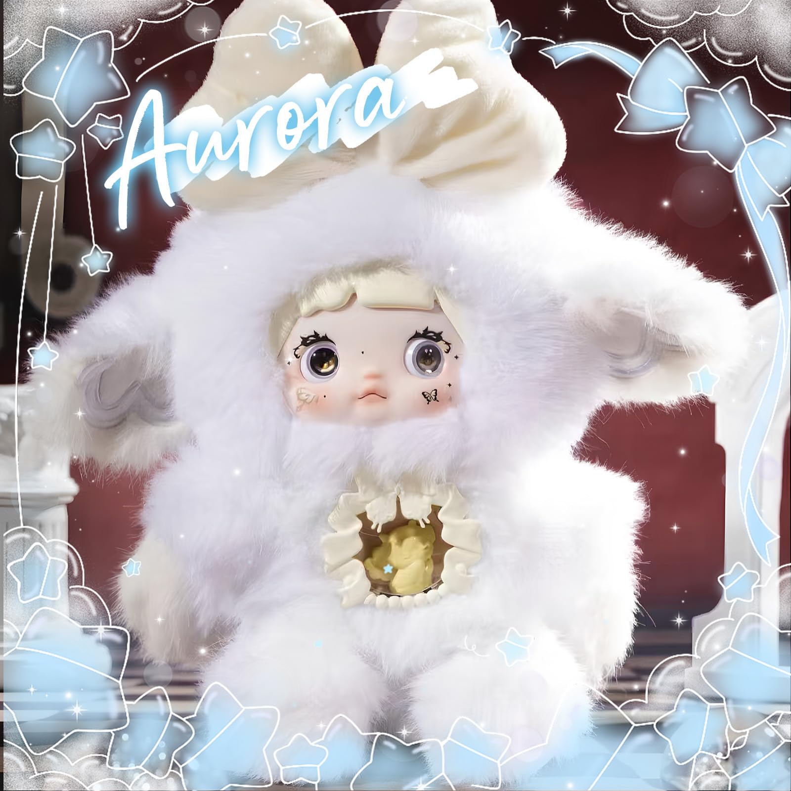 Mckkymi Plush Blind Box,Kawaii Nommi Fantasy World Series Stuffed Blind Box Doll 1PC,Unique Designs Keychain & Bag Charm,Cute Anime Vinyl Plushies