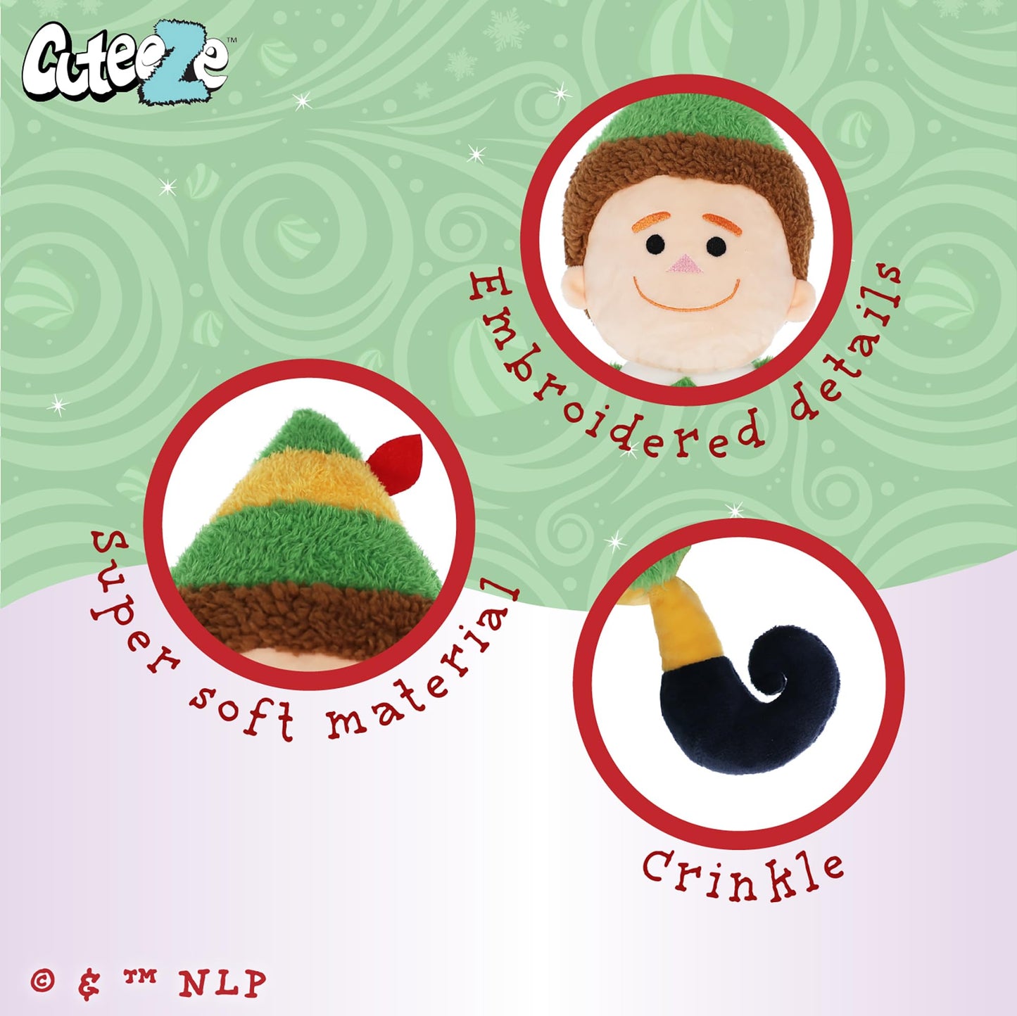 Kids Preferred WB Elf Cuteeze Plush - Super Soft Cozy Materials, Embroidered Details, Crinkle & Beans in Bottom, Ages 0 Months and Up, 12 in