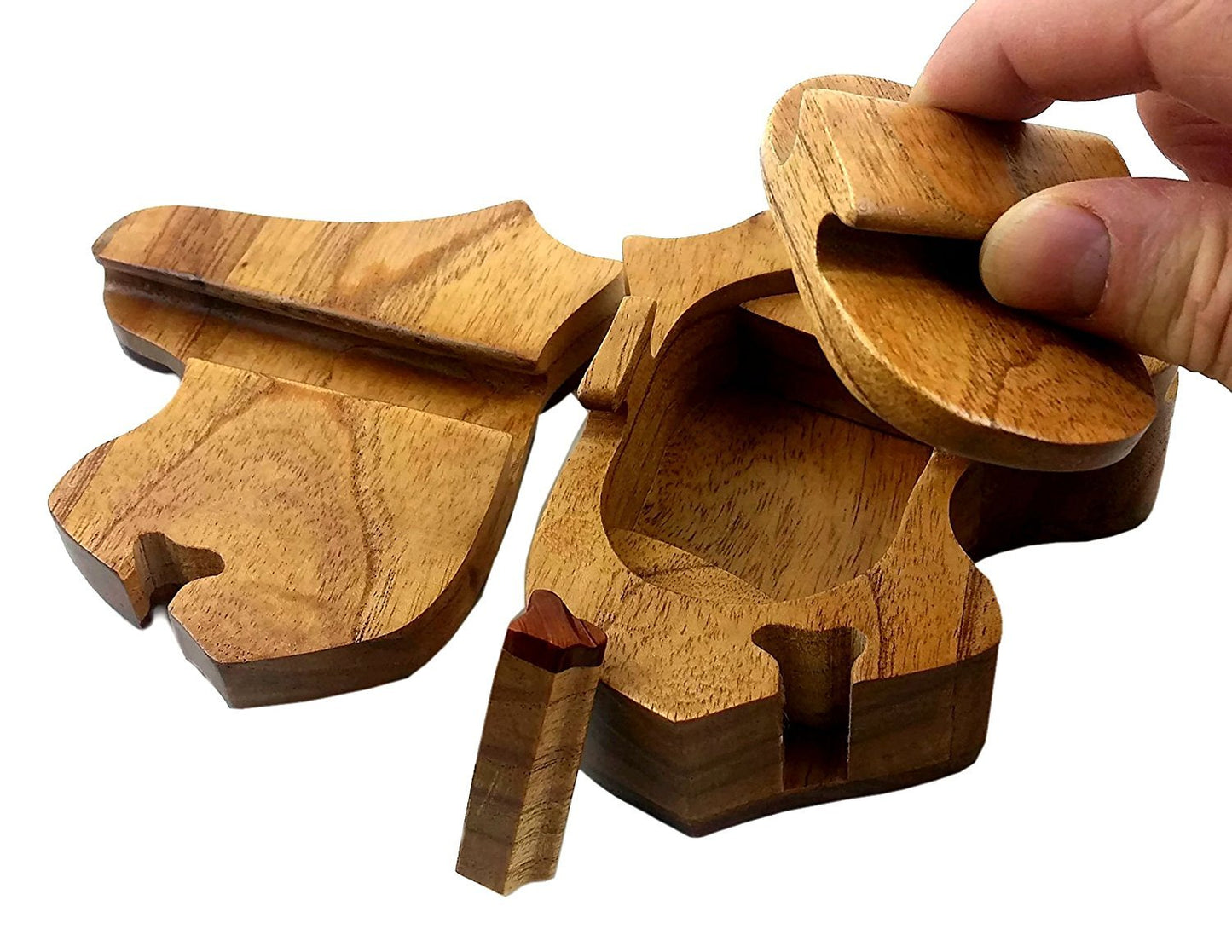 Oberstuff Mane Stay Horse Head All Natural Exotic Woods Puzzle Box, 4.75 X 4.5 X 2 with Sliding Wooden Key Lock, Sliding Cover and Inner Lid to Hidden