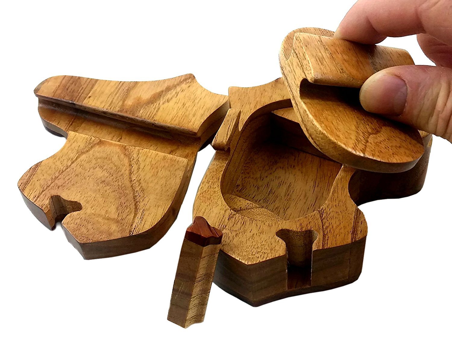 Oberstuff Mane Stay Horse Head All Natural Exotic Woods Puzzle Box, 4.75 X 4.5 X 2 with Sliding Wooden Key Lock, Sliding Cover and Inner Lid to Hidden