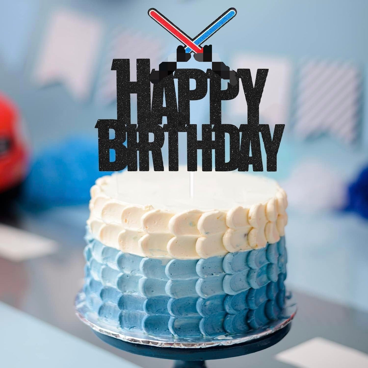 Laser Sword Happy Birthday Cake Topper - Space Themed Happy Birthday Cake Topper - Glowing Sword Birthday Party Decorations For Boys