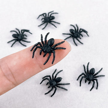 Miniature Black Spiders, Halloween Miniatures, Halloween Embellishments, Haunted Dollhouse, Halloween Craft Supplies, Dollhouse Fairy Garden